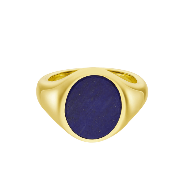 deakin & francis Yellow Gold Stone Set Lapis Lazuli Signet Ring
