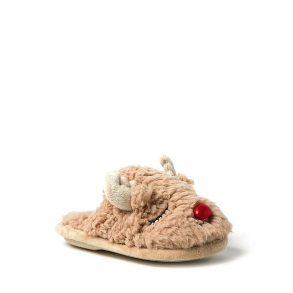 Dearfoams Kid's Reindeer Scuff Slippers