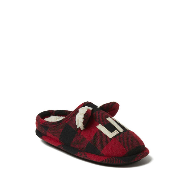 Dearfoams Kids Lil' Bear Buffalo Check Clog Slipper