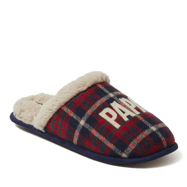 Dearfoams Men's Papa Bear Plaid Scuff