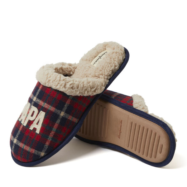 Dearfoams Men's Papa Bear Plaid Scuff