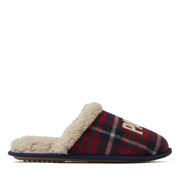 Dearfoams Men's Papa Bear Plaid Scuff