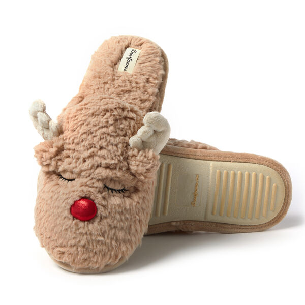 Dearfoams Men's Reindeer Scuff Slippers