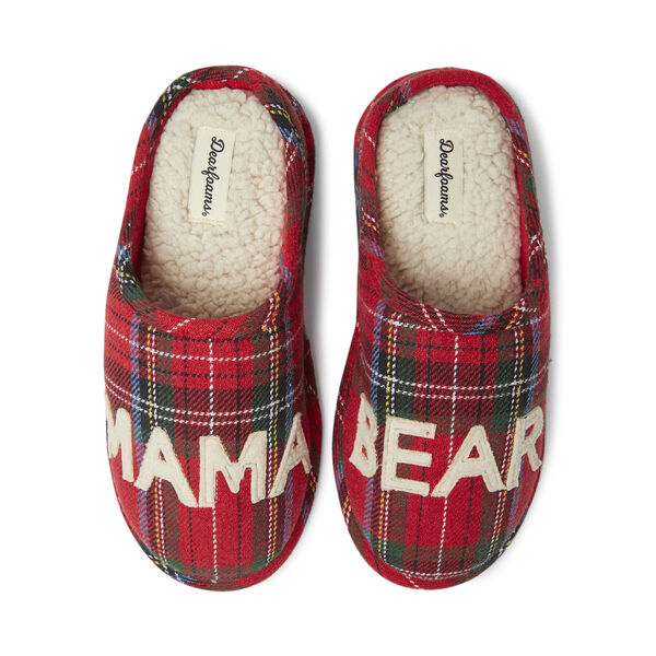 dearfoams Women's Mama Bear Plaid Clog Slippers