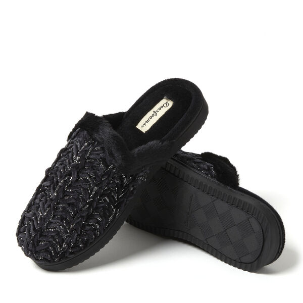 Dearfoams Women's Paris Chenille Shaped Tab Scuff