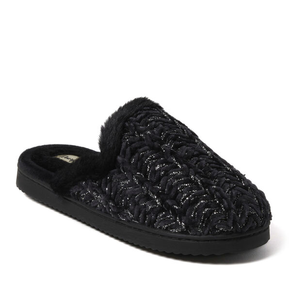 dearfoams Women's Paris Chenille Shaped Tab Scuff