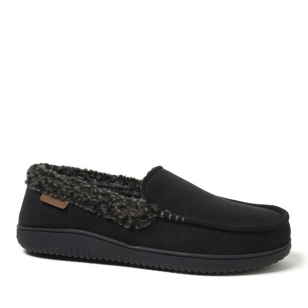 dearfoams Men's Alexander Microsuede Moccasin With Berber Casing