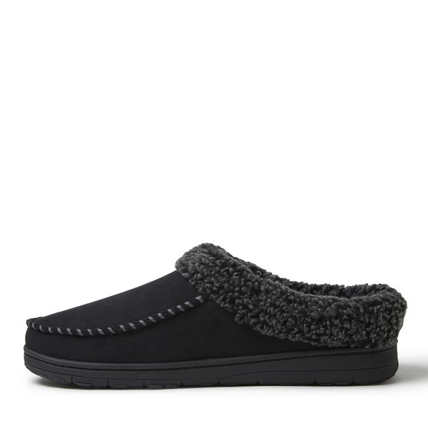 Dearfoams Men's Brendan Microfiber Suede Clog With Whipstitch Slipper
