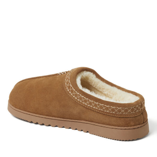 Dearfoams Men's Dean Genuine Suede Clog With Embroidery