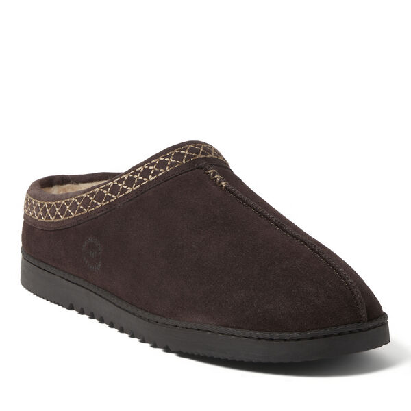 dearfoams Men's Dean Genuine Suede Clog with Embroidery