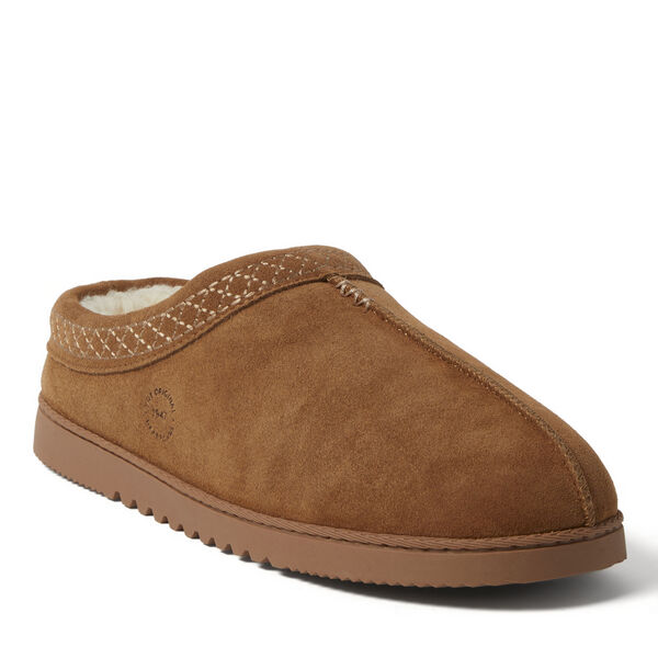 dearfoams Men's Dean Genuine Suede Clog with Embroidery