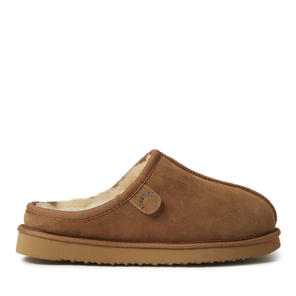 Dearfoams Men's Fireside By Dearfoams Grafton Genuine Shearling Clog Slipper With Woven Accent
