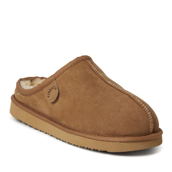 dearfoams Men's Fireside by Dearfoams Grafton Genuine Shearling Clog Slipper with Woven Accent