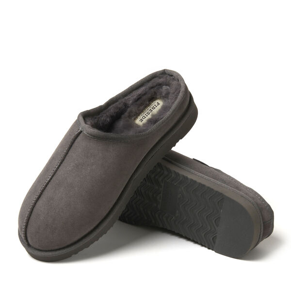 Dearfoams Men's Fireside By Dearfoams Grafton Genuine Shearling Clog Slipper With Woven Accent