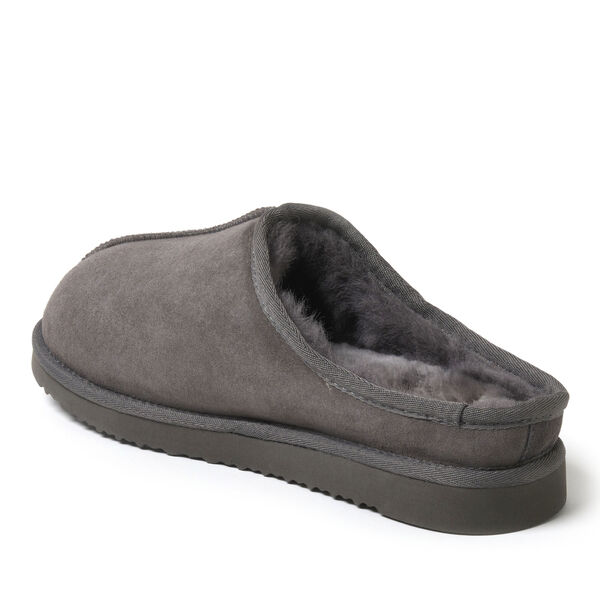 Dearfoams Men's Fireside By Dearfoams Grafton Genuine Shearling Clog Slipper With Woven Accent