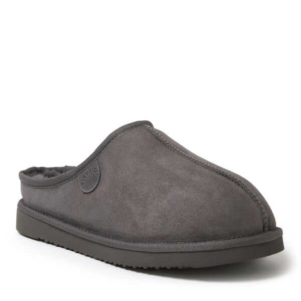 dearfoams Men's Fireside by Dearfoams Grafton Genuine Shearling Clog Slipper with Woven Accent