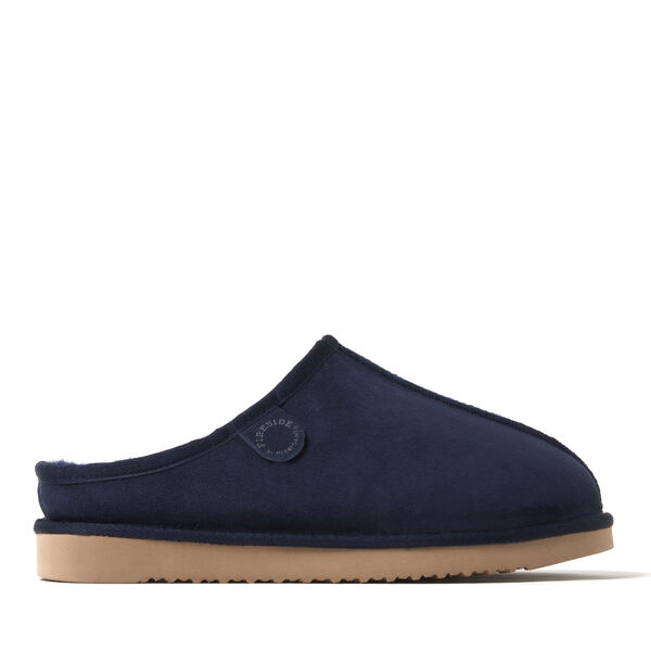 Dearfoams Men's Fireside By Dearfoams Grafton Genuine Shearling Clog Slipper With Woven Accent