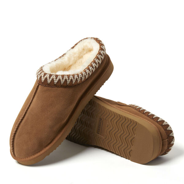 Dearfoams Men's Fireside By Dearfoams Grafton Genuine Shearling Clog With Taping