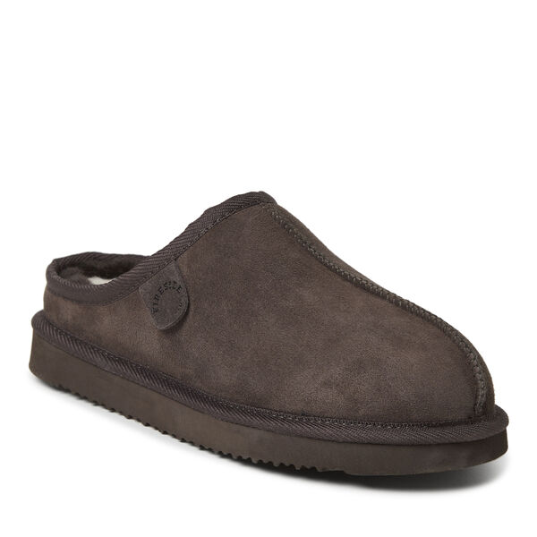 dearfoams Men's Fireside by Dearfoams Grafton Genuine Shearling Clog Slipper with Woven Accent