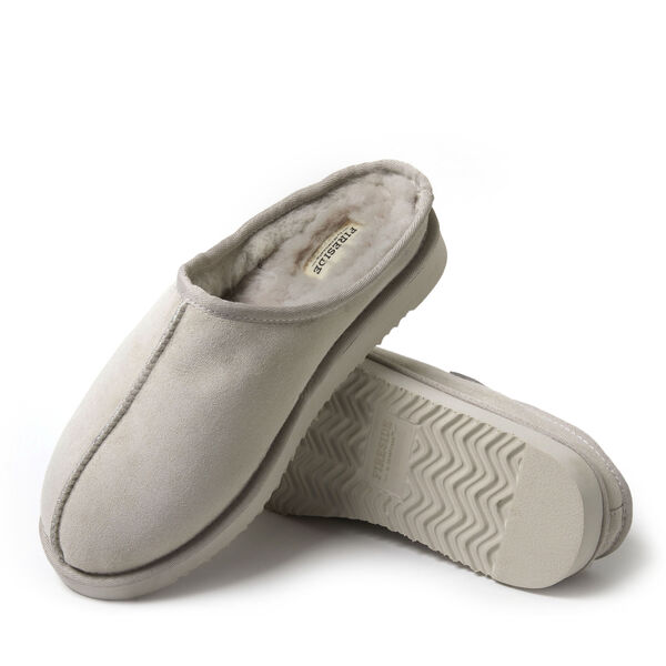 Dearfoams Men's Fireside By Dearfoams Grafton Genuine Shearling Clog Slipper With Woven Accent