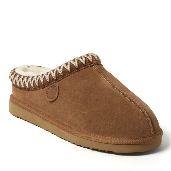 dearfoams Men's Fireside by Dearfoams Grafton Genuine Shearling Clog With Taping