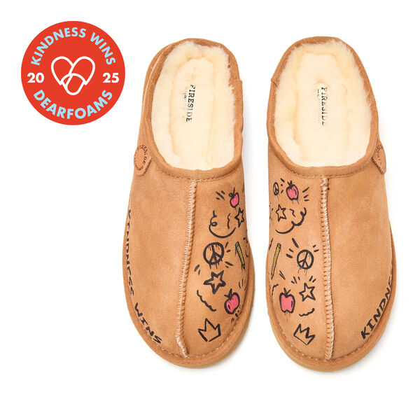 dearfoams Men's Fireside by Dearfoams Kindness Wins Grafton Genuine Shearling Clog-Online Exclusive