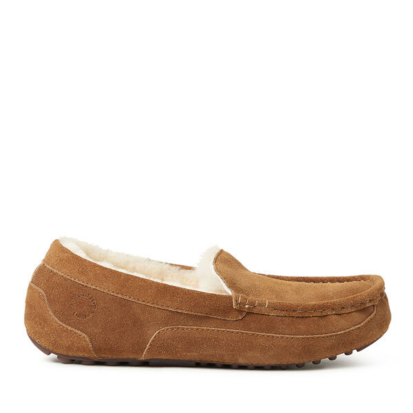 Dearfoams Men's Fireside By Dearfoams Melbourne Genuine Shearling Moccasin Slipper