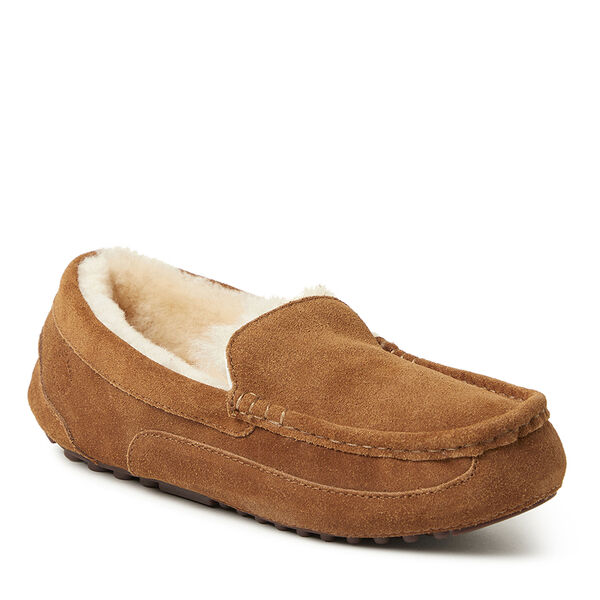 dearfoams Men's Fireside by Dearfoams Melbourne Genuine Shearling Moccasin Slipper