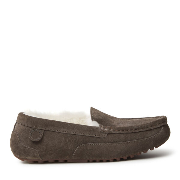 Dearfoams Men's Fireside By Dearfoams Melbourne Genuine Shearling Moccasin Slipper