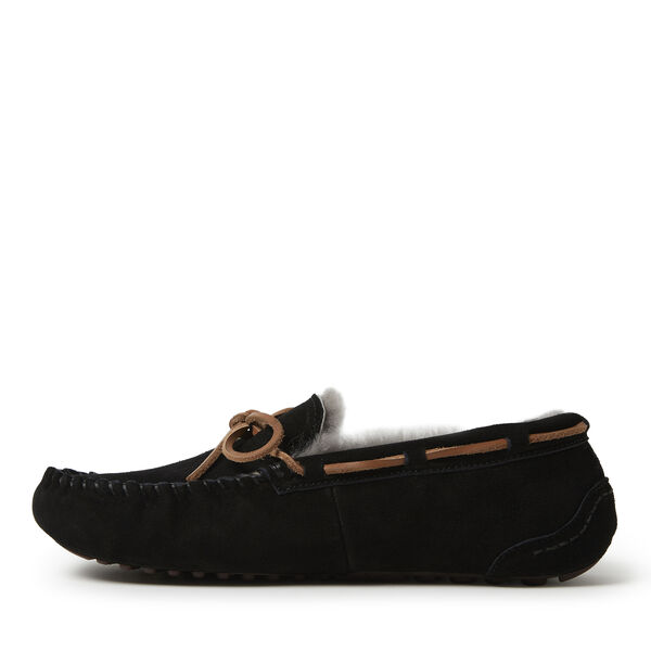 Dearfoams Men's Fireside By Dearfoams Victor Genuine Shearling Moccasin Slipper With Tie