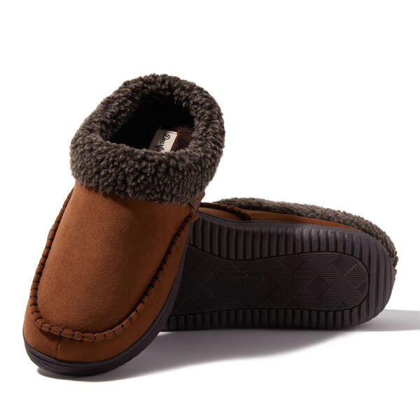 Dearfoams Men's Marshall Microsuede Moc Toe Clog With Berber Cuff