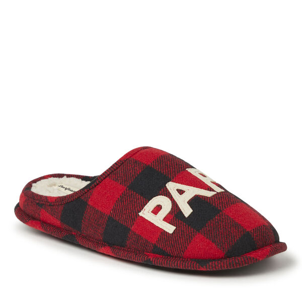 Dearfoams Men's Papa Bear Buffalo Check Clog Slipper