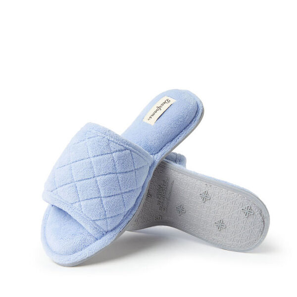 Dearfoams Women's Beatrice Microfiber Terry Slide With Quilted Vamp