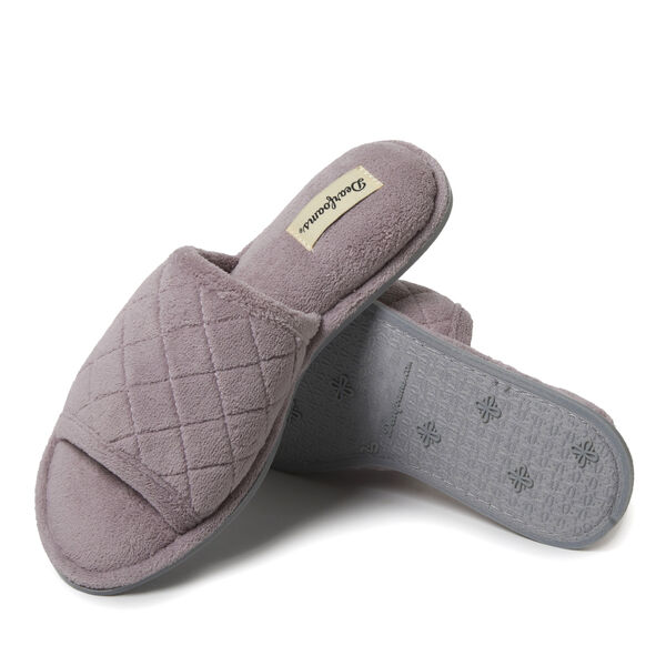 Dearfoams Women's Beatrice Microfiber Terry Slide With Quilted Vamp