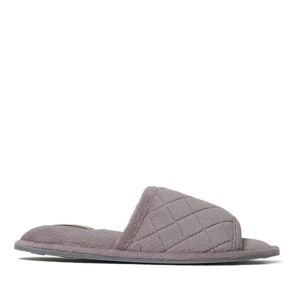 Dearfoams Women's Beatrice Microfiber Terry Slide With Quilted Vamp