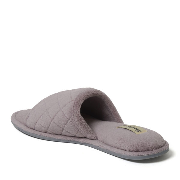 Dearfoams Women's Beatrice Microfiber Terry Slide With Quilted Vamp