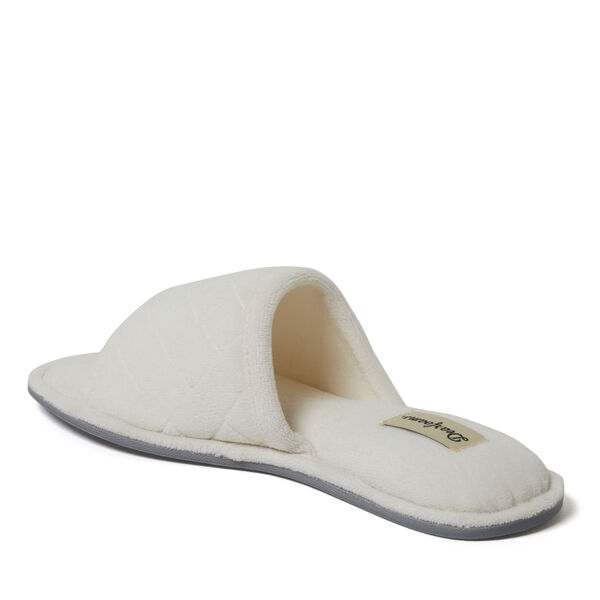Dearfoams Women's Beatrice Microfiber Terry Slide With Quilted Vamp