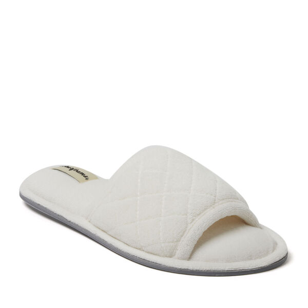 dearfoams Women's Beatrice Microfiber Terry Slide with Quilted Vamp