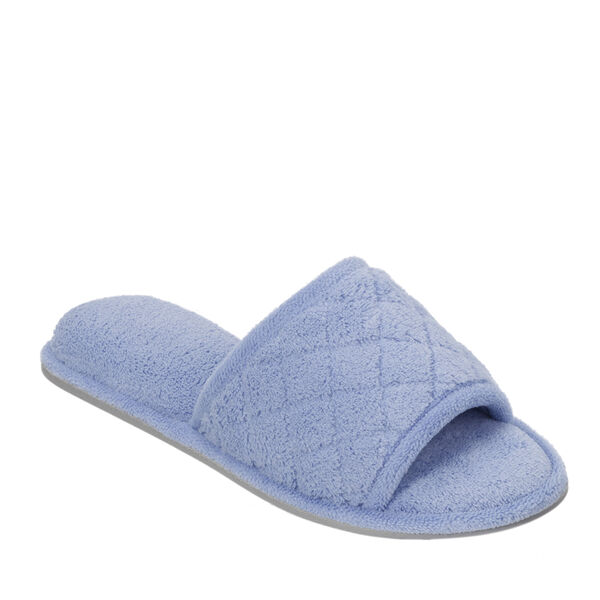 dearfoams Women's Beatrice Microfiber Terry Slide with Quilted Vamp
