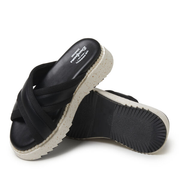 Dearfoams Women's Daisy Cross Strap Platform Sandal