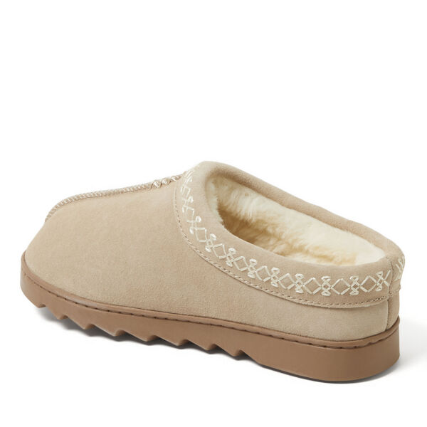 Dearfoams Women's Doreen Genuine Suede Clog With Embroidery