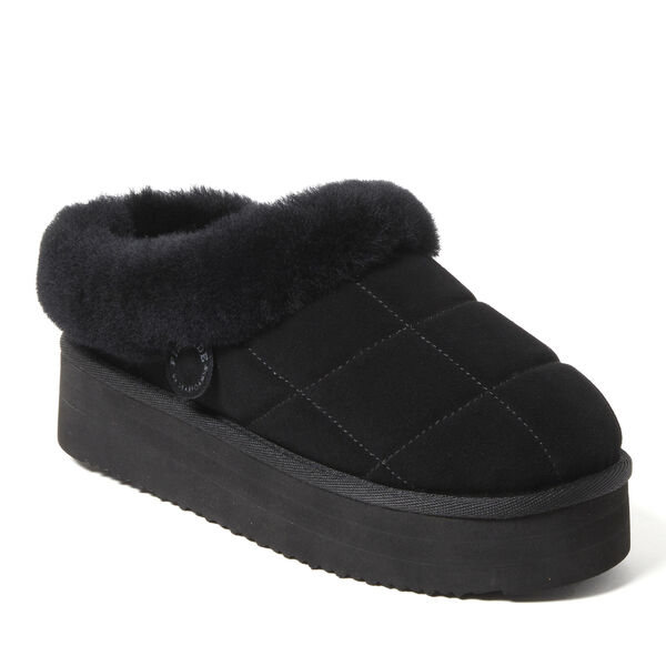 dearfoams Women's Fireside by Dearfoams Bendigo Genuine Shearling Quilted Platform Clog