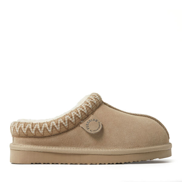 Dearfoams Women's Fireside By Dearfoams Greta Genuine Shearling Clog With Taping