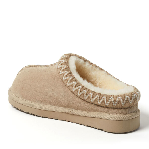 Dearfoams Women's Fireside By Dearfoams Greta Genuine Shearling Clog With Taping