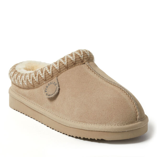 dearfoams Women's Fireside by Dearfoams Greta Genuine Shearling Clog With Taping
