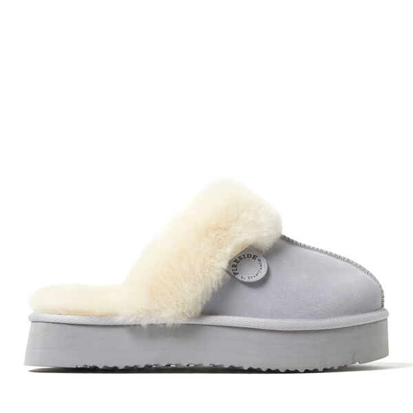 Dearfoams Women's Fireside By Dearfoams Melton Genuine Shearling Platform Scuff