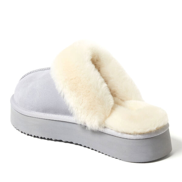 Dearfoams Women's Fireside By Dearfoams Melton Genuine Shearling Platform Scuff