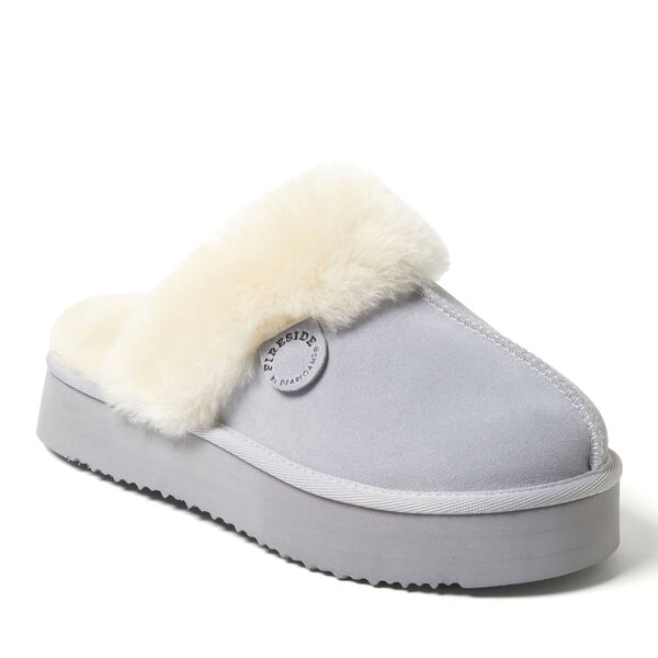 dearfoams Women's Fireside by Dearfoams Melton Genuine Shearling Platform Scuff