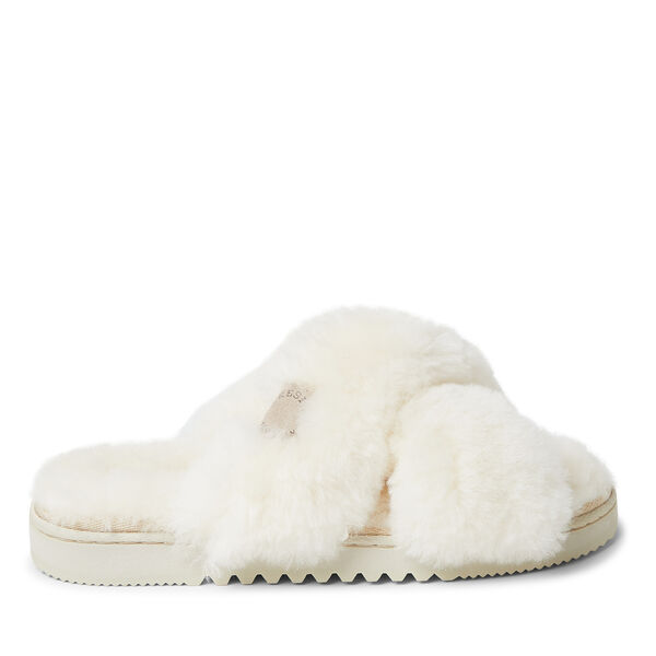 Dearfoams Women's Fireside By Dearfoams New Castle Genuine Shearling Cross Band Slide