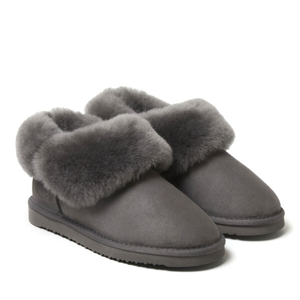 Dearfoams Women's Fireside By Dearfoams Perth Genuine Shearling Foldover Boot Slipper